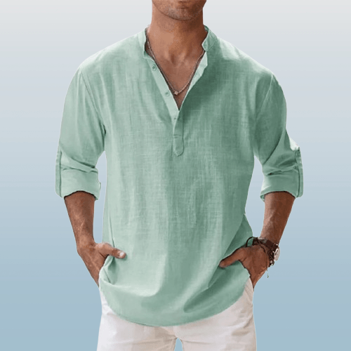 Graham | Herren Leinenmischung Henley Hemd Mit Knopfleiste