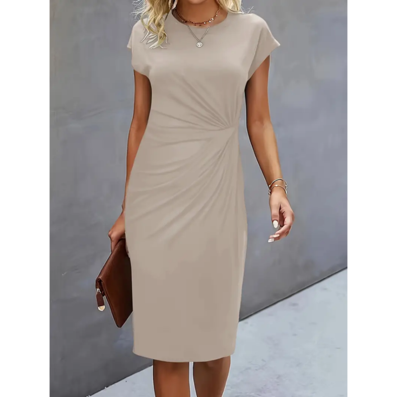 Felicity | Damen Midikleid Mit Kurzen Ärmeln Und Geraffter Seitenpartie