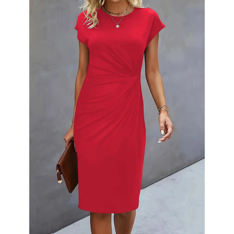 Felicity | Damen Midikleid Mit Kurzen Ärmeln Und Geraffter Seitenpartie