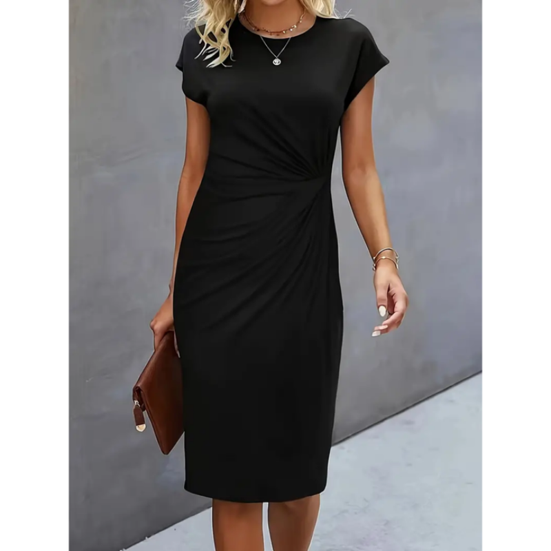 Felicity | Damen Midikleid Mit Kurzen Ärmeln Und Geraffter Seitenpartie