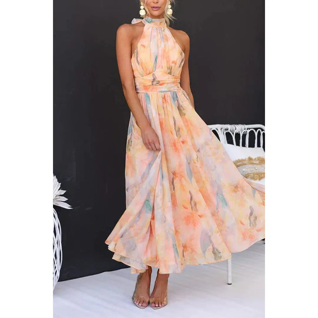 Avery | Damen Maxi Kleid Mit Aquarell Print