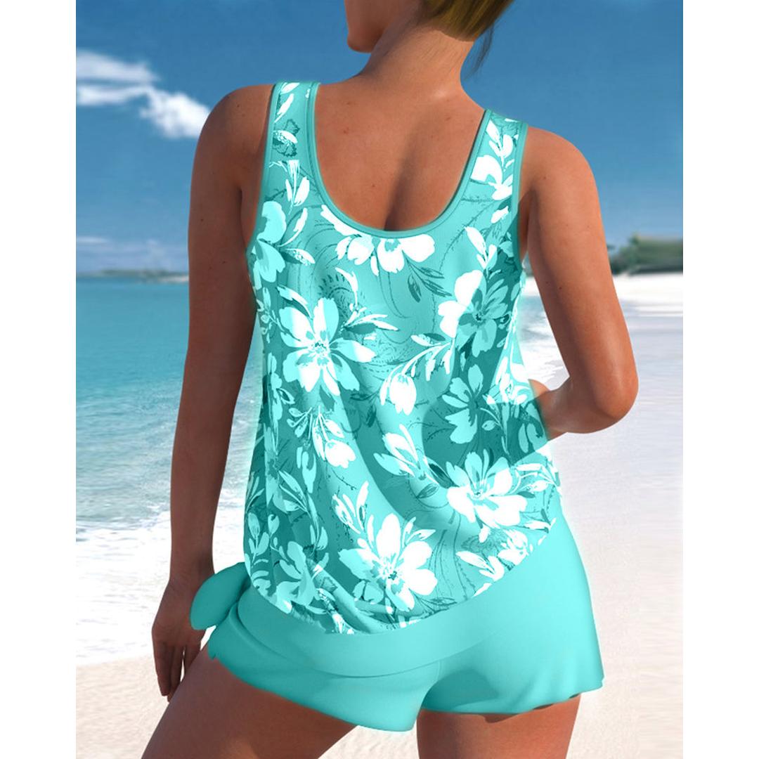 Hannah | Damen Tankini mit floralem Muster und Rundhalsausschnitt