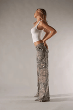 Aria | Damen Camouflage Cargohose Mit Seitentaschen