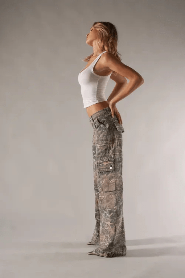 Aria | Damen Camouflage Cargohose Mit Seitentaschen