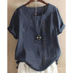 Helene | Damen Bluse In Unifarbe Mit Rundhalsausschnitt