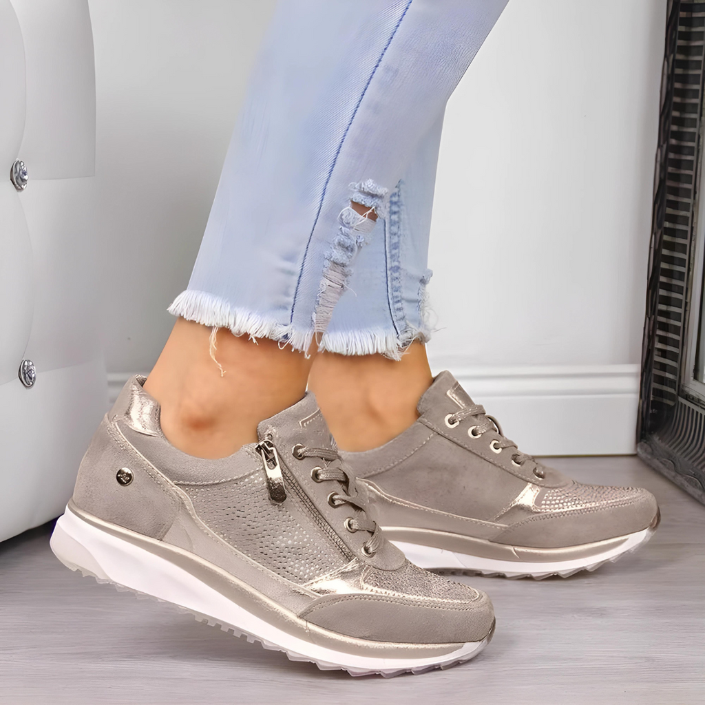 Olivia | Damen Schnürsneaker Mit Seitlichem Reißverschluss