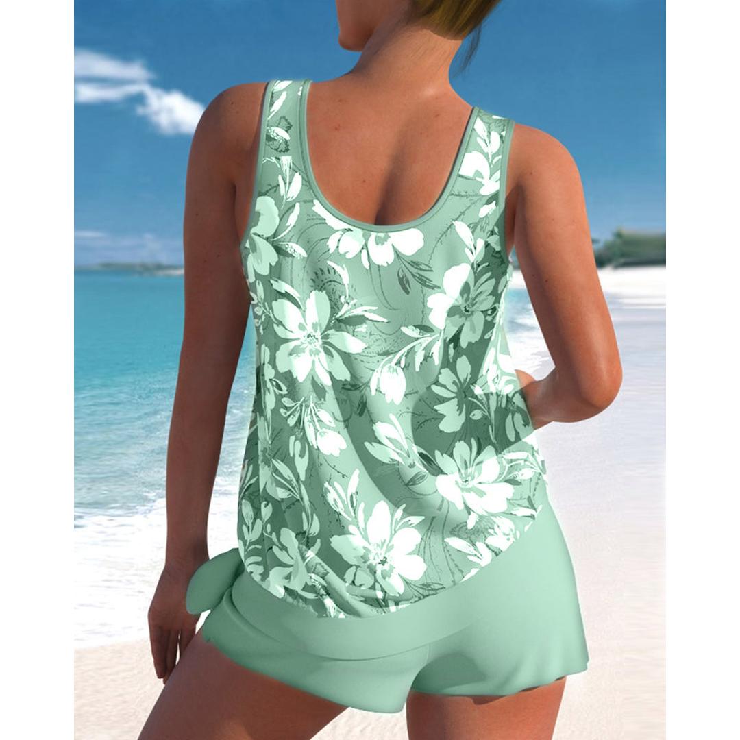 Hannah | Damen Tankini mit floralem Muster und Rundhalsausschnitt