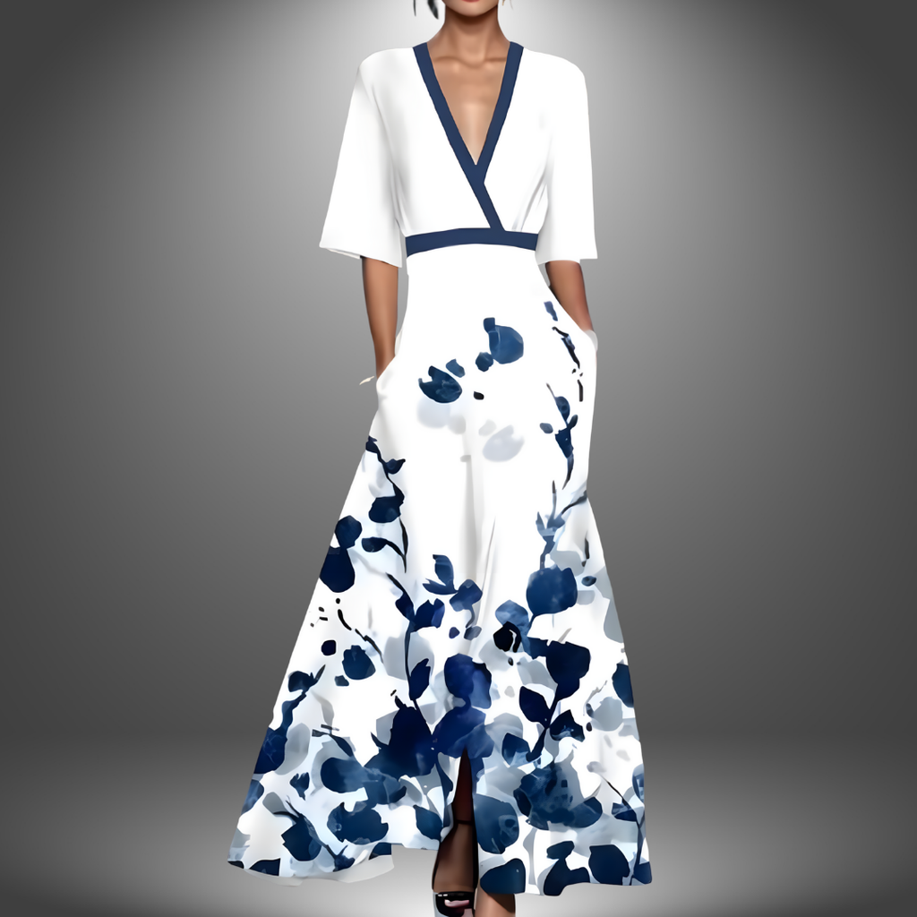 Sienna | Damen Maxi Kleid Mit Blumenprint Und V-Ausschnitt