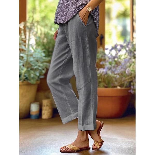 Danielle | Damen Leinen Hose Mit Lockerer Passform Und Geradem Bein
