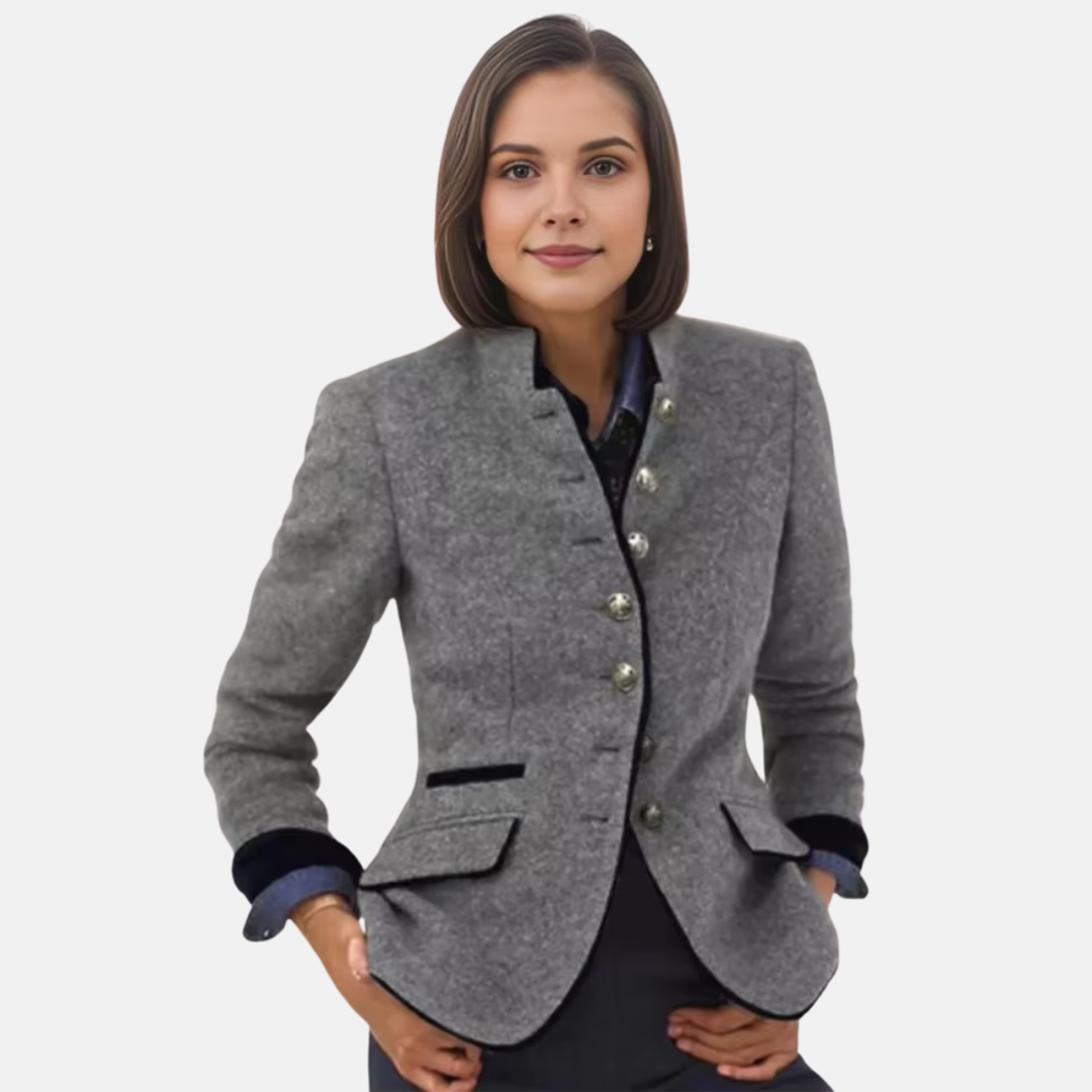 Victoria | Damen Blazer Jacke Mit Knopfleiste Und Stehkragen