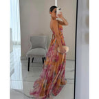 Isabelle | Blumenprint Maxi Kleid Mit V-Ausschnitt Und Spaghettiträgern