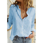 Arden | Damen Leinen Bluse Mit Knopfleiste Und Langarm