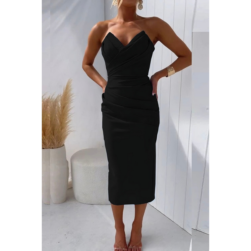 Layla | Damen Ärmelloses Midi Kleid Mit Herzausschnitt