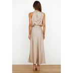 Evelyn | Damen Abendkleid aus Satin mit Neckholder-Ausschnitt