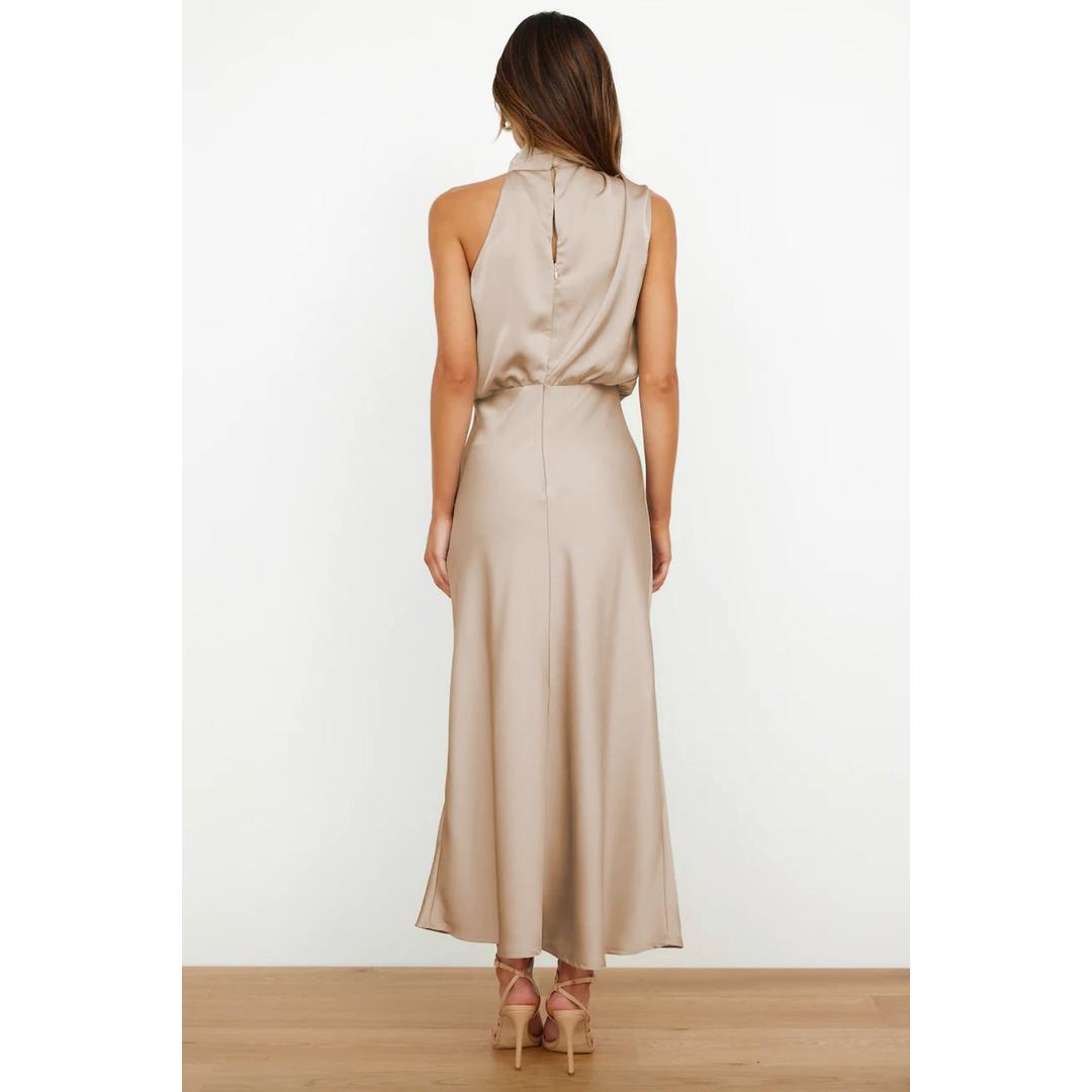 Evelyn | Damen Abendkleid aus Satin mit Neckholder-Ausschnitt