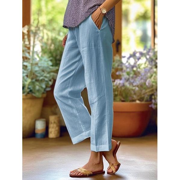 Danielle | Damen Leinen Hose Mit Lockerer Passform Und Geradem Bein