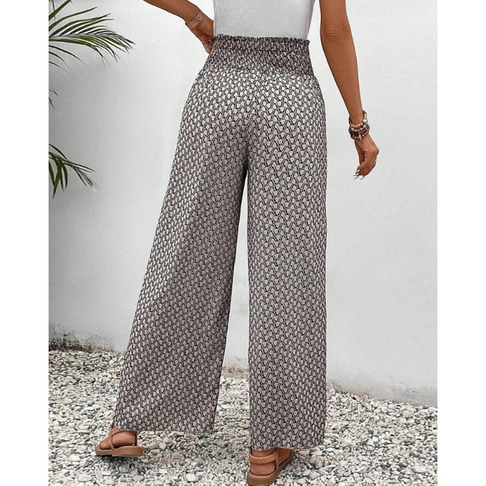 Ariana | Damen Hose Mit Hoher Taille Und Geometrischem Print