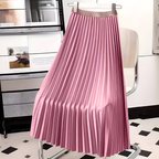 Talia | Damen High Waist Satin Plissee Midirock