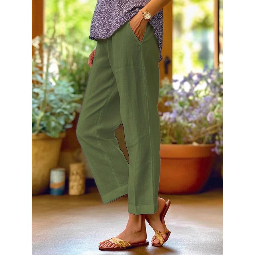 Danielle | Damen Leinen Hose Mit Lockerer Passform Und Geradem Bein
