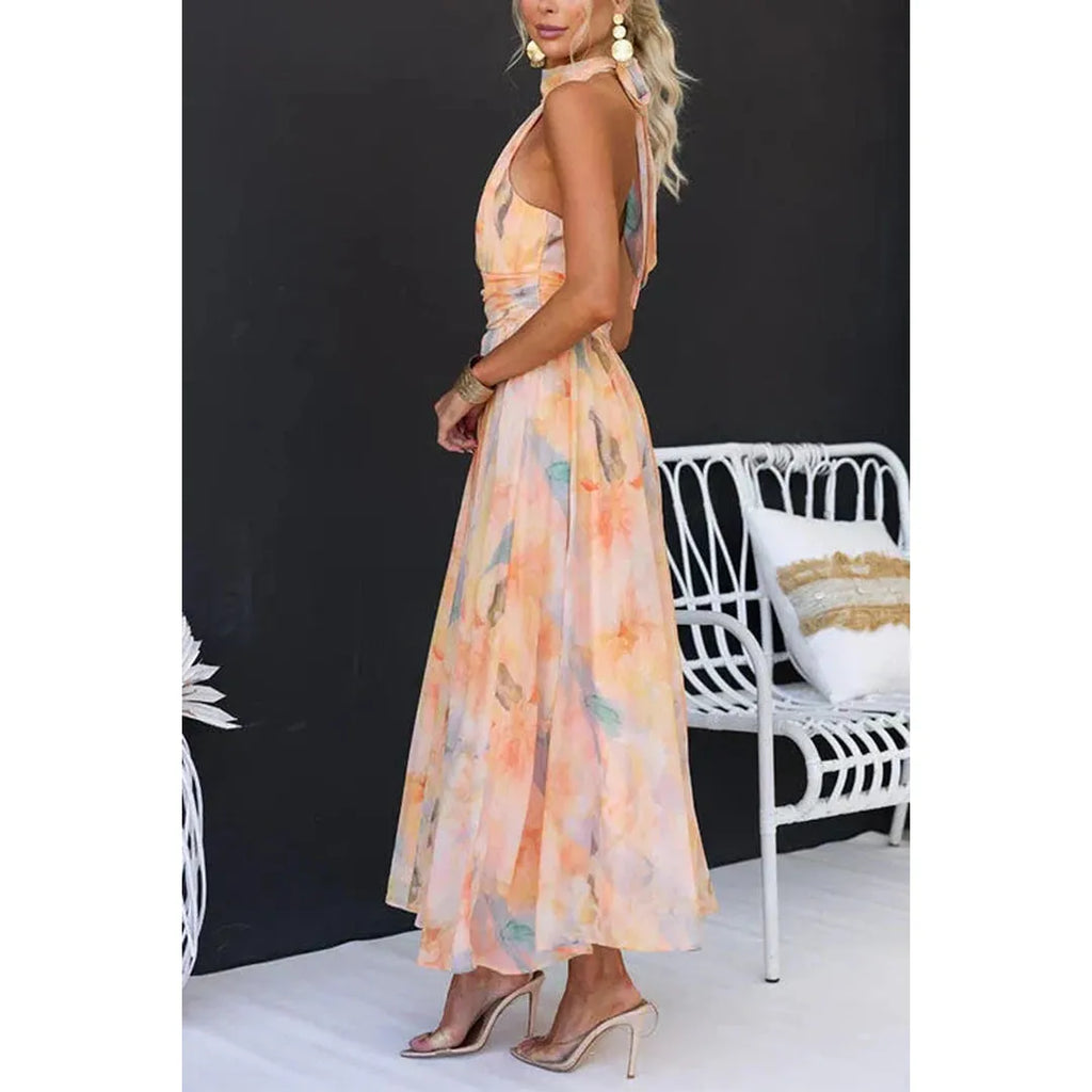 Avery | Damen Maxi Kleid Mit Aquarell Print