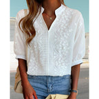 Noemi | Damen Bluse Mit V-Ausschnitt Und Puffärmeln