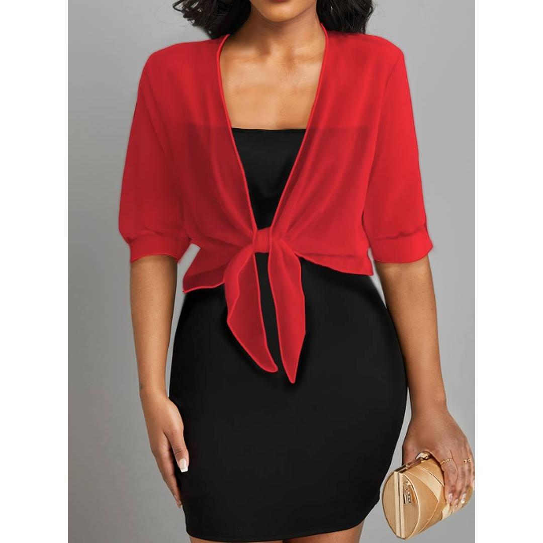 Claire | Damen Bluse mit V-Ausschnitt und Bindeknoten vorne