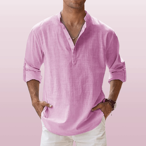 Graham | Herren Leinenmischung Henley Hemd Mit Knopfleiste