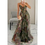 Isabelle | Blumenprint Maxi Kleid Mit V-Ausschnitt Und Spaghettiträgern