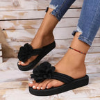 Nova | Damen Plateau Sandalen Mit Blumenriemen