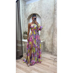 Daphne | Ein-Schulter Blumenprint Maxi Kleid Mit Hohem Schlitz