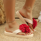 Nova | Damen Plateau Sandalen Mit Blumenriemen