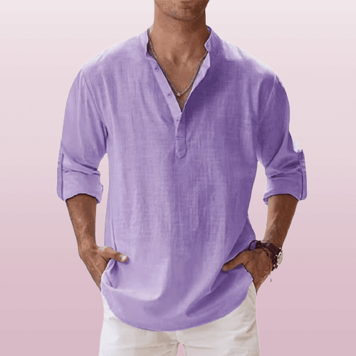 Graham | Herren Leinenmischung Henley Hemd Mit Knopfleiste