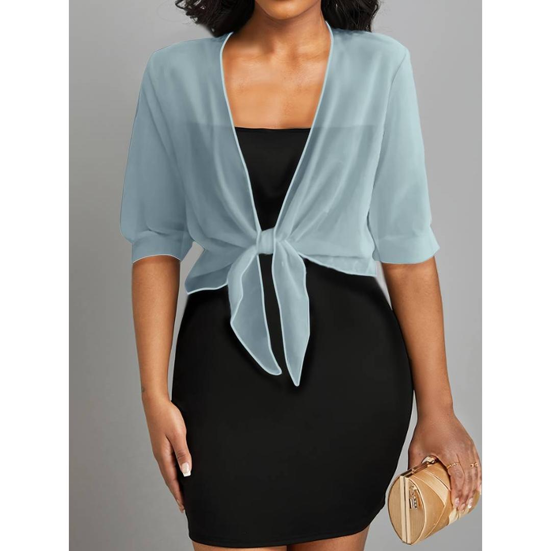 Claire | Damen Bluse mit V-Ausschnitt und Bindeknoten vorne