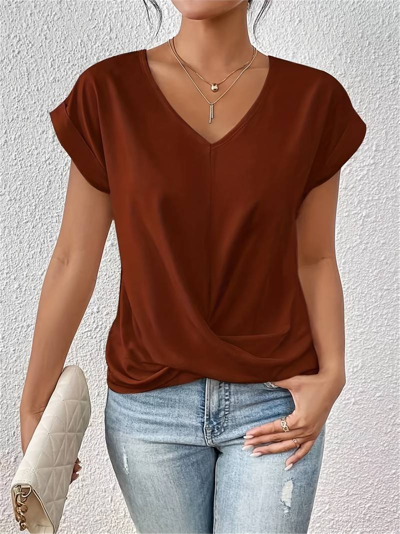 Melody | Damen Kurzarm Top Mit V-Ausschnitt