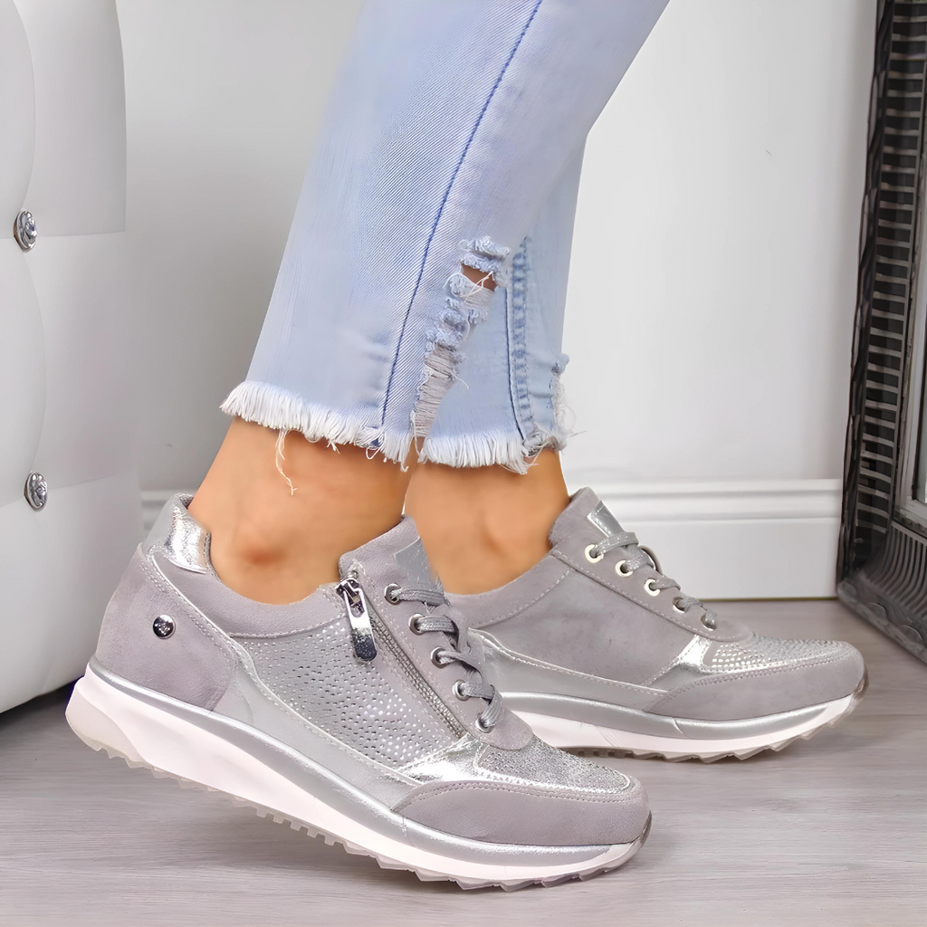 Olivia | Damen Schnürsneaker Mit Seitlichem Reißverschluss