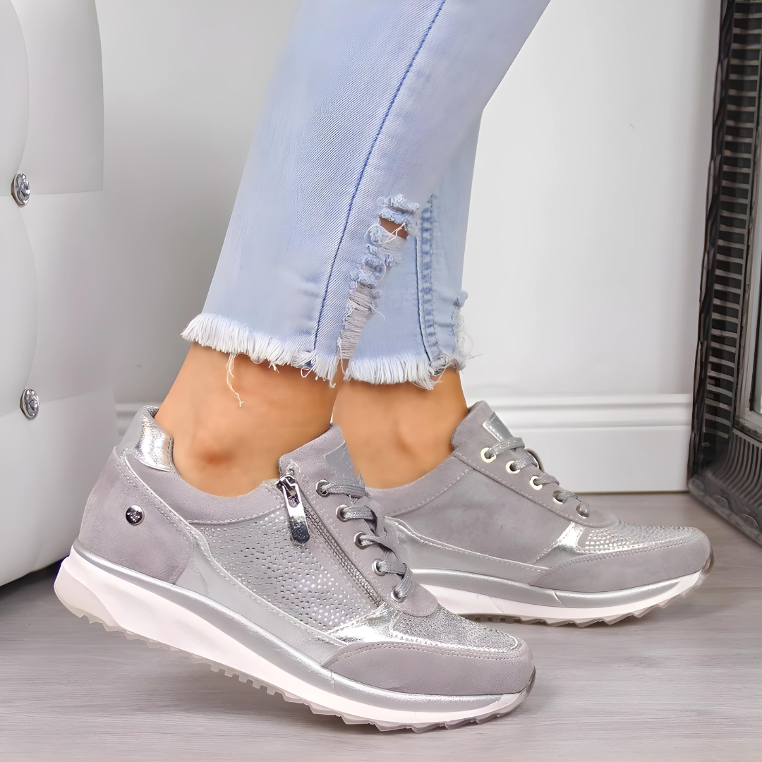 Olivia | Damen Schnürsneaker Mit Seitlichem Reißverschluss