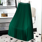 Talia | Damen High Waist Satin Plissee Midirock