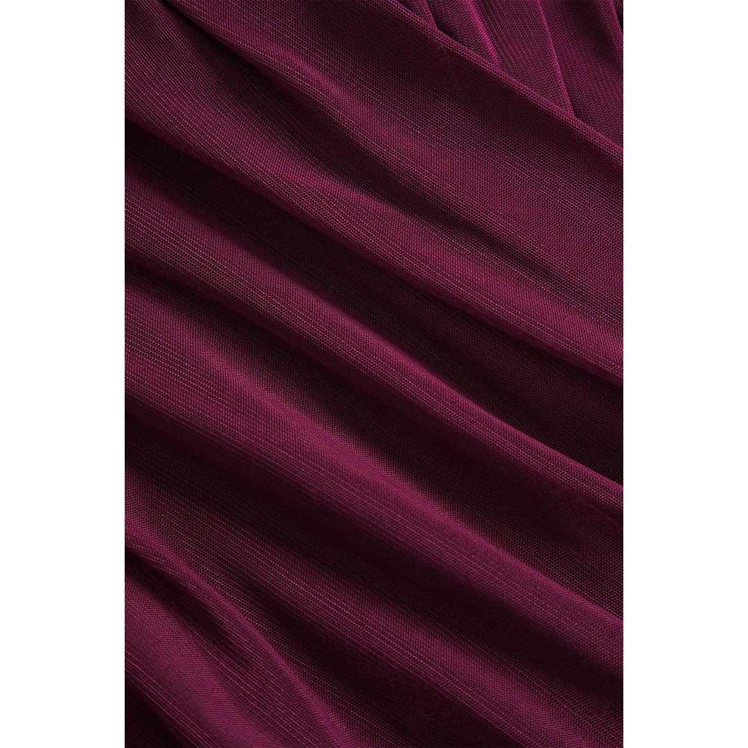 Ava | Damen Enganliegendes Mesh Top Mit Raffung Und Langarm