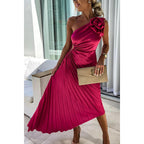 Madeline | Damen Ein-Schulter Plissee Kleid