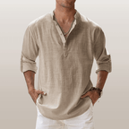 Graham | Herren Leinenmischung Henley Hemd Mit Knopfleiste