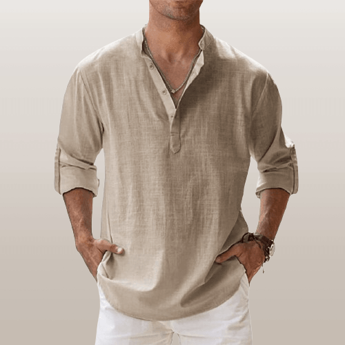 Graham | Herren Leinenmischung Henley Hemd Mit Knopfleiste