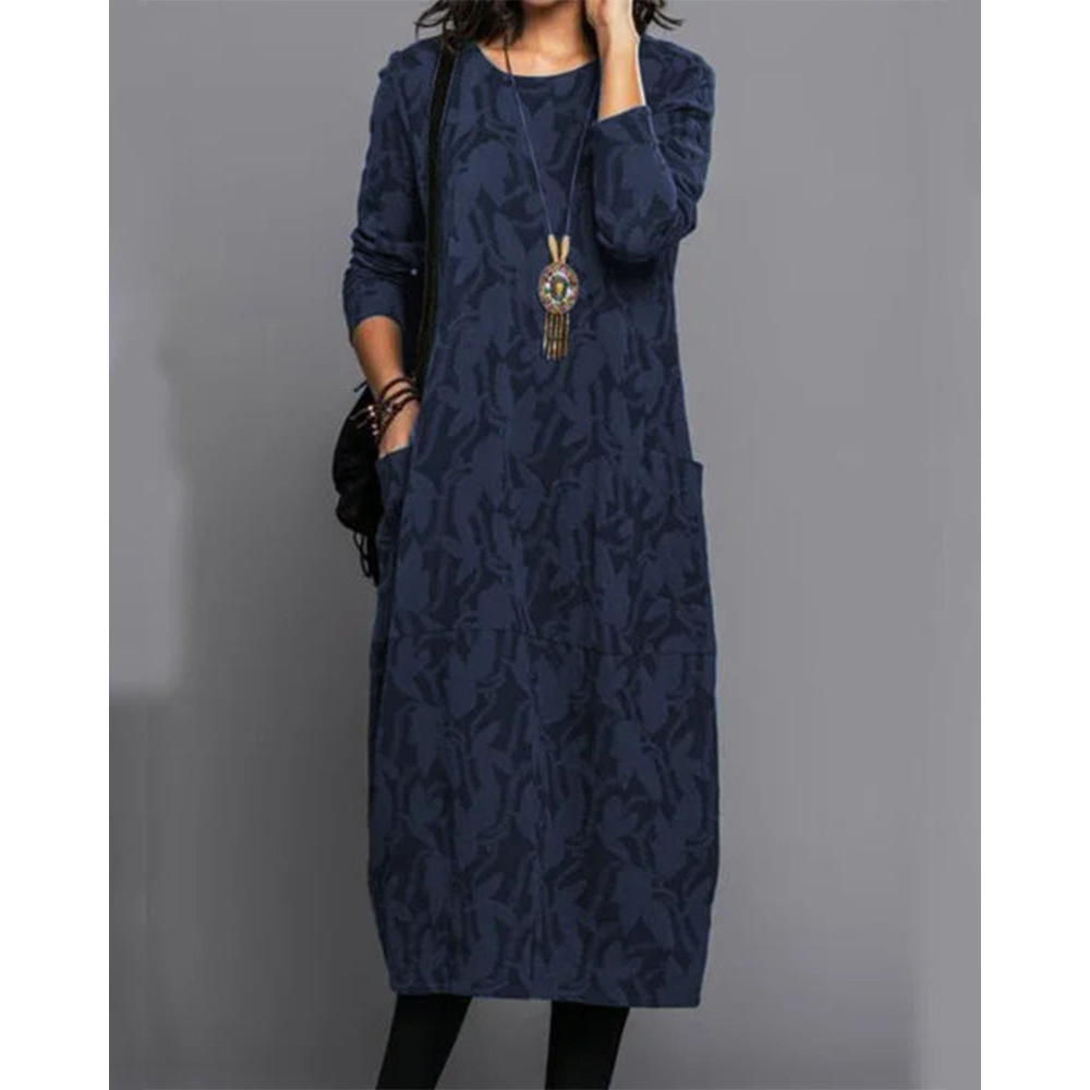 Skylar | Damen Langarm Fleece Kleid Mit Taschen