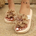 Nova | Damen Plateau Sandalen Mit Blumenriemen