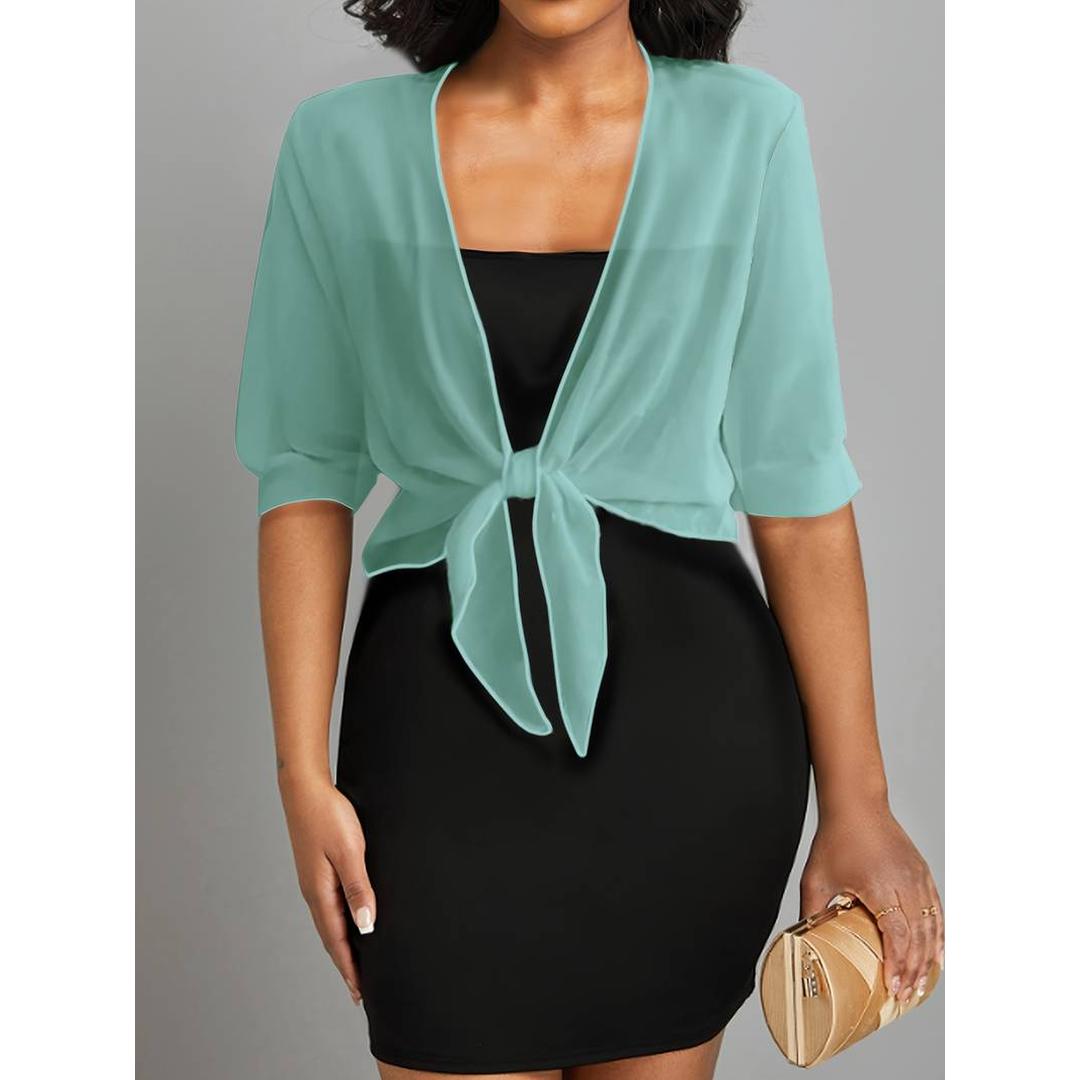 Claire | Damen Bluse mit V-Ausschnitt und Bindeknoten vorne