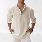 Graham | Herren Leinenmischung Henley Hemd Mit Knopfleiste