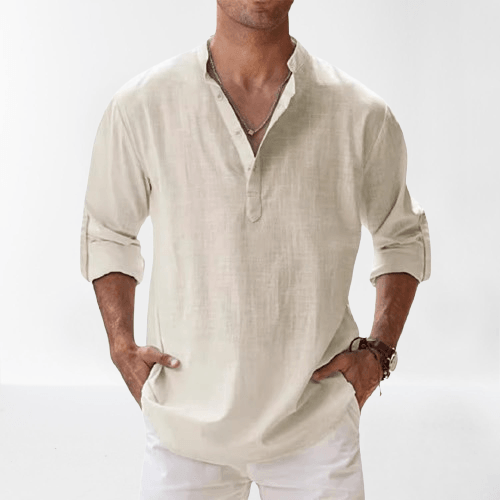 Graham | Herren Leinenmischung Henley Hemd Mit Knopfleiste