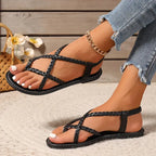 Sasha | Damen Flache Sandalen Mit Geflochtenen Riemen