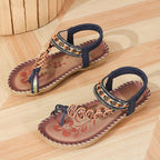 Madeleine | Damen Offene Flache Sandalen Mit Zierband