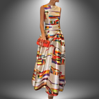Gabriella | Damen Maxi Kleid Mit Geometrischem Print