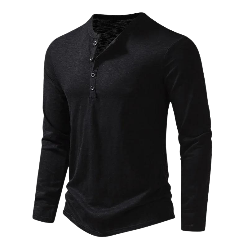 Aaron | Herren Langarm Henley Shirt Mit Knopfleiste